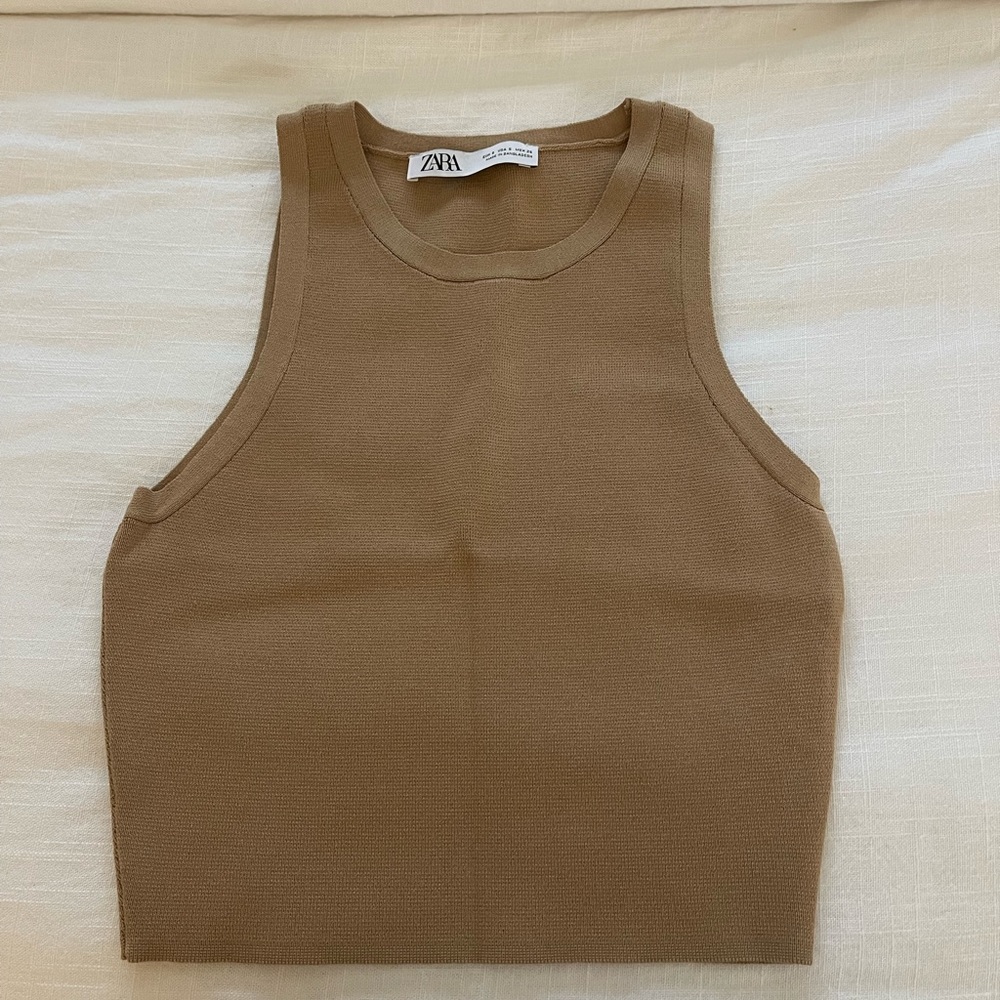 NWOT Zara Camel crop top - Size small